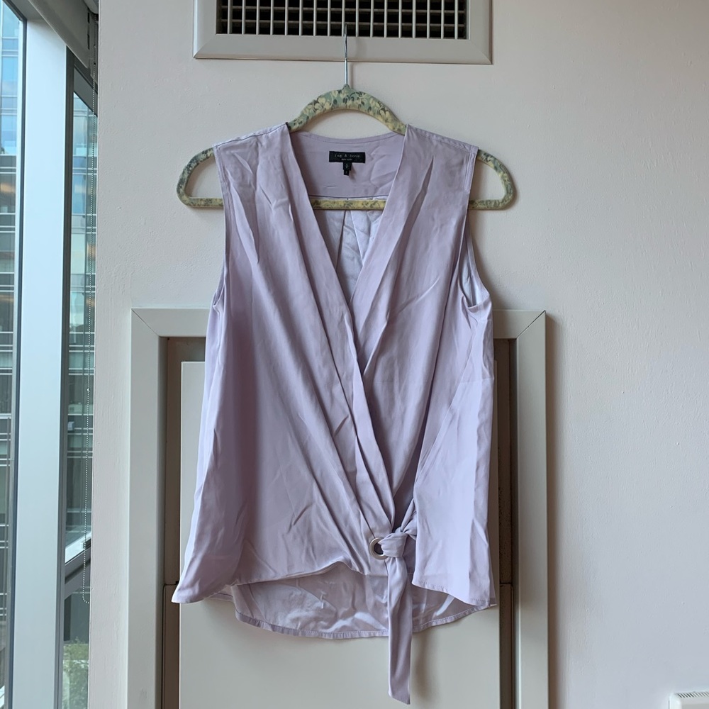 Rag and bone lavender wrap blouse
